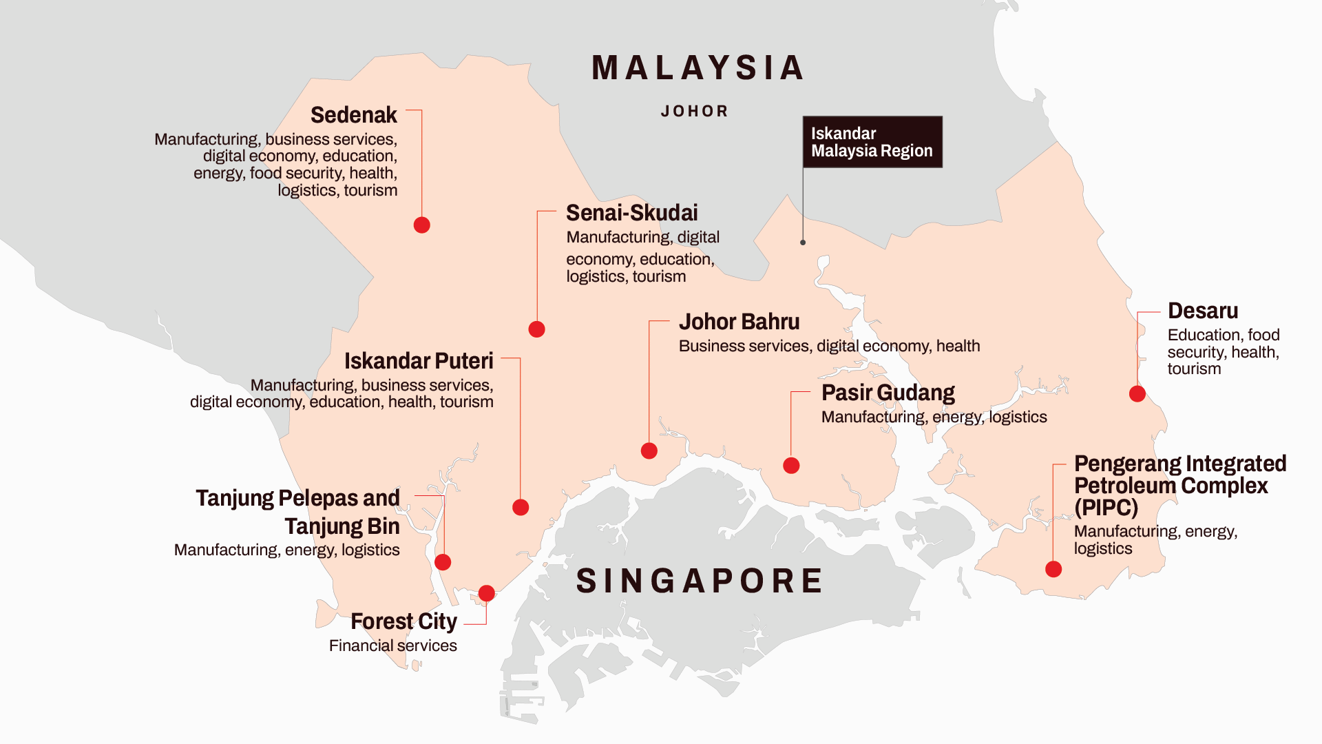 A map of the Johor Singapore Special Economic Zone (JS-SEZ)